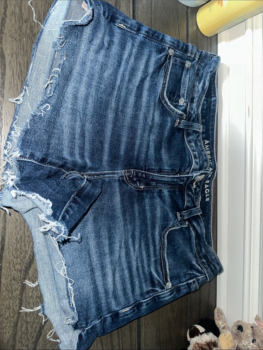 American Eagle Outfitters Dark Blue Distressed Denim Cutoff Shorts